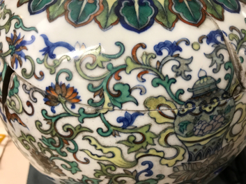 A Chinese doucai baijixiang vase, Qianlong mark, 20th C.