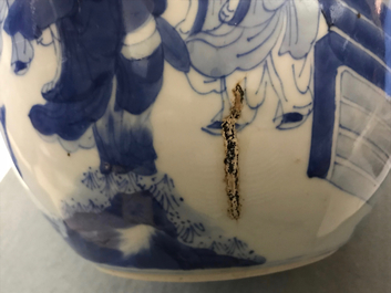 Een blauwwitte Chinese gemberpot met spelende jongens, Kangxi