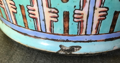 Two large Chinese famille rose vases with figurative design, 19th C.