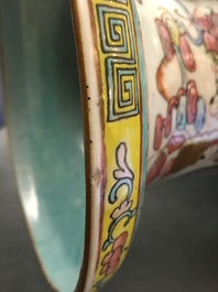 Two large Chinese famille rose vases with figurative design, 19th C.