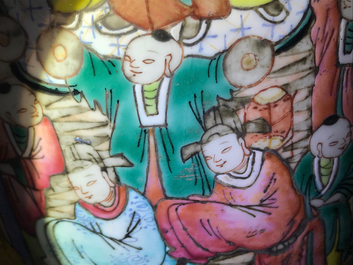 Two large Chinese famille rose vases with figurative design, 19th C.