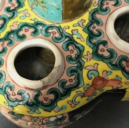 A Chinese famille rose Straits or Peranakan tulip vase and a Canton teapot, 19th C.