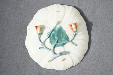 A large Chinese famille rose magnolia-shaped cup on stand, Yongzheng