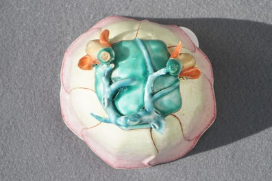 A large Chinese famille rose magnolia-shaped cup on stand, Yongzheng