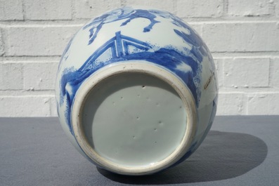 Een blauwwitte Chinese gemberpot met spelende jongens, Kangxi