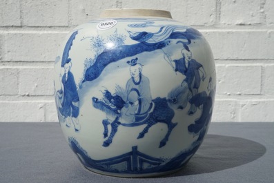 Een blauwwitte Chinese gemberpot met spelende jongens, Kangxi