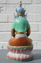 A Chinese parcel-gilt famille rose model of Buddha, 19th C.