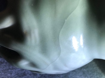 A Chinese celadon-glazed reticulated double-walled vase, 19/20th C.