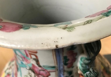 Two tall Chinese famille rose vases, 19th C.