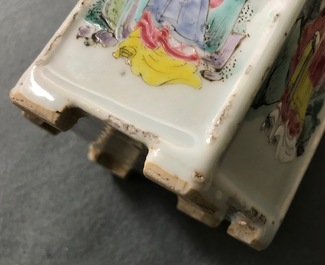 A Chinese hexagonal famille rose brush pot, Yongzheng