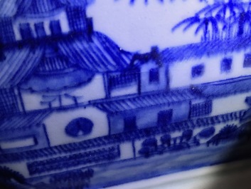 A Chinese blue and white tureen and cover on stand, Qianlong