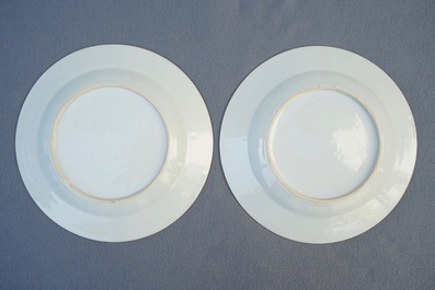 A pair of fine Chinese famille rose rooster plates, Yongzheng