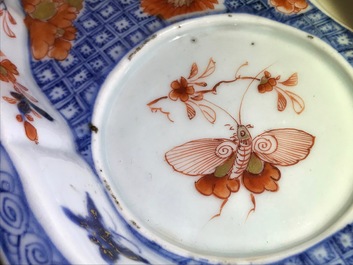 A rare Chinese Imari-style condiments dish with butterflies, Qianlong