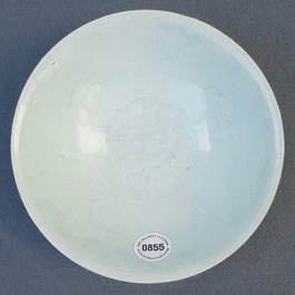 A Chinese incised qingbai bowl with underglaze floral design, Song or Ming
