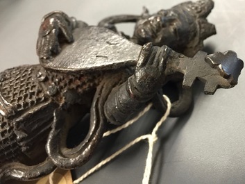 Une figure de Bouddha et une d'un musicien en bronze, Chine et Sino-Tibet, 17/18&egrave;me