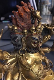 Une figure de Yamantaka en bronze dor&eacute;, Sino-Tibet ou N&eacute;pal, 19/20&egrave;me