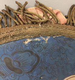 Two Chinese ivory-handled fans with embroidered silk and painted paper, Canton, 19th C.