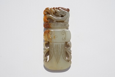 Nine various Chinese jade carvings, 20th C.