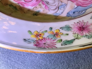 A Chinese famille rose mythological plate with Apollo and Daphne, Yongzheng