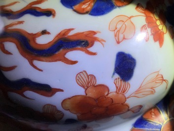 A large Chinese Imari-style vase and cover with phoenix and qilins, Kangxi
