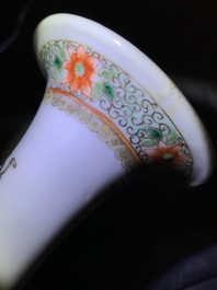 A pair of Chinese famille verte 'dragon and phoenix' vases, Kangxi mark, 19th C.