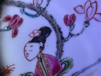 Two Chinese famille rose Long Eliza plates, Yongzheng