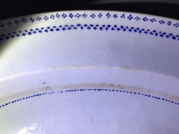 A Chinese export porcelain 'Mysterious urn' tureen and cover on stand, Qianlong/Jiaqing