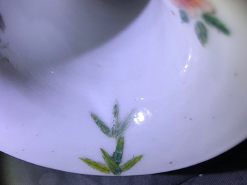 A pair of Chinese famille verte 'dragon and phoenix' vases, Kangxi mark, 19th C.