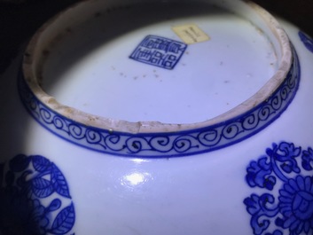 A Chinese blue and white "cranes" dish, Jiajing