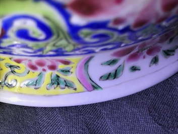 Two Chinese famille rose and grisaille bowls and an incense burner, Yongzheng and later