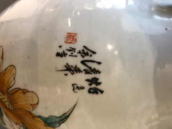 Vier Chinese famille rose en verte vazen, 19/20e eeuw
