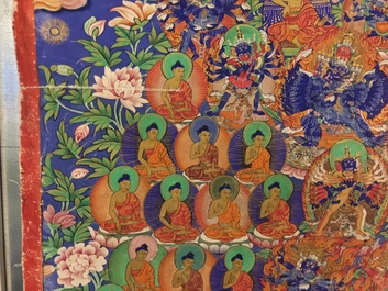 Un thangka figurant l'arbre de refuge, Tibet ou N&eacute;pal, 19/20&egrave;me