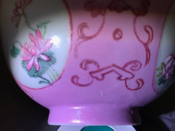 Two Chinese famille rose and grisaille bowls and an incense burner, Yongzheng and later