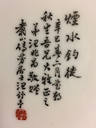 A large Chinese qianjiang cai landscape plaque, 20th C.