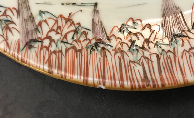 Two Chinese famille rose plates with figures in boats, Yongzheng/Qianlong