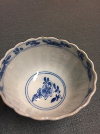 Two Chinese famille verte and Imari-style plates and four cups and saucers, Kangxi and later