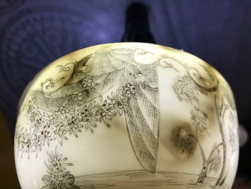 Two Chinese famille rose and grisaille bowls and an incense burner, Yongzheng and later