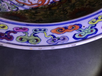A large Chinese doucai 'Dragon and phoenix' charger, Yongzheng mark, Republic, 20th C.