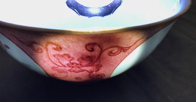 Two Chinese famille rose and grisaille bowls and an incense burner, Yongzheng and later