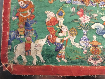 Un thangka figurant l'arbre de refuge, Tibet ou N&eacute;pal, 19/20&egrave;me