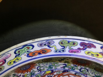 A large Chinese doucai 'Dragon and phoenix' charger, Yongzheng mark, Republic, 20th C.