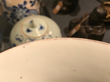 Four Chinese famille rose and blue and white vases, 19/20th C.