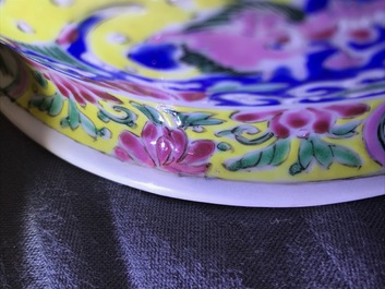 Two Chinese famille rose and grisaille bowls and an incense burner, Yongzheng and later