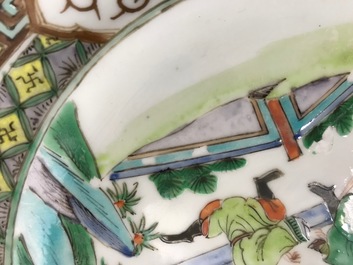 Six Chinese famille rose and verte plates, 19/20th C.
