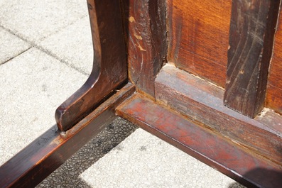A Chinese elm wood "official's hat" armchair, 19th C.