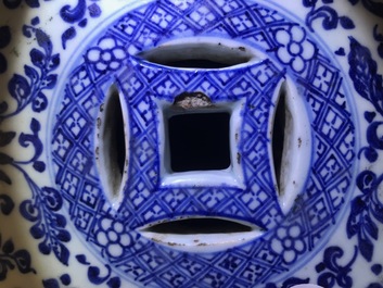A Chinese blue and white 'lotus scroll' garden seat, Qianlong