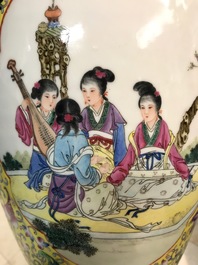 Three Chinese famille rose vases, Republic, 20th C.
