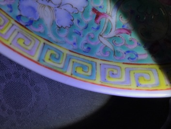 Six Chinese famille rose and verte plates, 19/20th C.