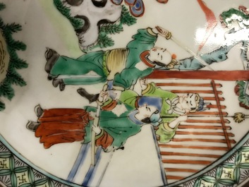 Six Chinese famille rose and verte plates, 19/20th C.