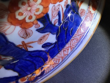 A pair of very large Chinese Imari-style vases and covers with pheasants, Kangxi
